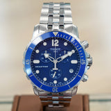 TISSOT Seastar Chronograph Watch Blue Dial & Bezel ALL S.S. T066417A Quartz Wristwatch