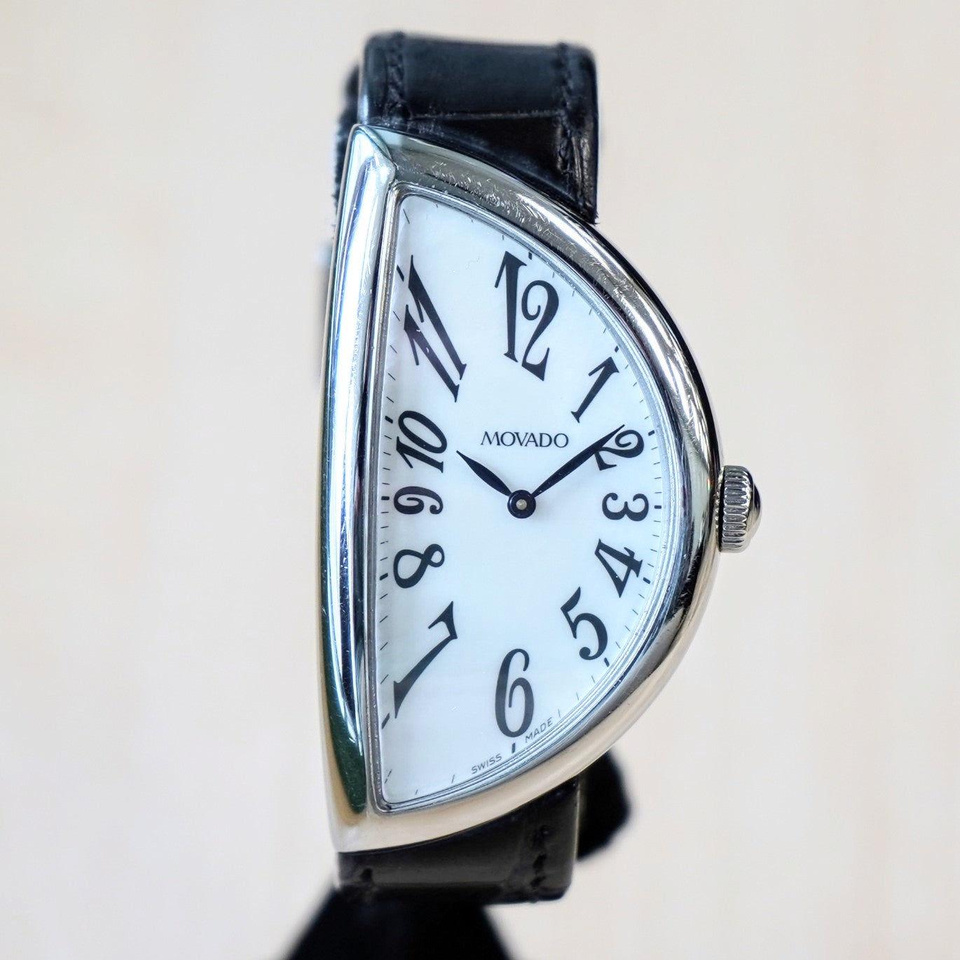 MOVADO Curved Half Moon Watch 84 A1 1950 MOP Dial 27mm Ladies Wristwatch RARE