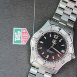 TAG HEUER 2000 Watch WK1110 Black Dial ALL S.S. Quartz Wristwatch - ALL ORIGINAL Box & Papers!