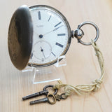 Circa 1860s M. J. TOBIAS Liverpool Pocket Watch Silver Hunter Case Key Wind Key Set England Made