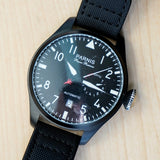 PARNIS Automatic Watch Power Reserve Large Pilot Style Date Wristwatch 48mm