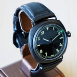 "PILOT MILITARY" Homage Watch Black California Dial Display Back Wristwatch 45mm