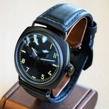 "PILOT MILITARY" Homage Watch Black California Dial Display Back Wristwatch 45mm