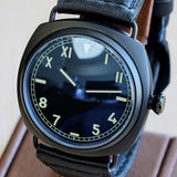 "PILOT MILITARY" Homage Watch Black California Dial Display Back Wristwatch 45mm