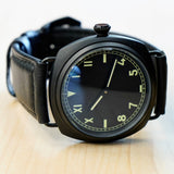 "PILOT MILITARY" Homage Watch Black California Dial Display Back Wristwatch 45mm