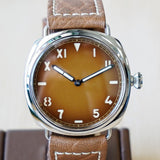 "PILOT MILITARY" Homage Watch Brown Dial Display Back Wristwatch 44mm