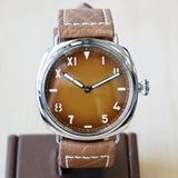 "PILOT MILITARY" Homage Watch Brown Dial Display Back Wristwatch 44mm