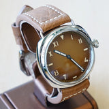 "PILOT MILITARY" Homage Watch Brown Dial Display Back Wristwatch 44mm