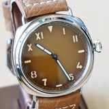 "PILOT MILITARY" Homage Watch Brown Dial Display Back Wristwatch 44mm