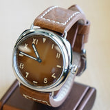 "PILOT MILITARY" Homage Watch Brown Dial Display Back Wristwatch 44mm