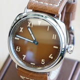 "PILOT MILITARY" Homage Watch Brown Dial Display Back Wristwatch 44mm