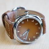 "PILOT MILITARY" Homage Watch Brown Dial Display Back Wristwatch 44mm