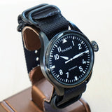 PARNIS Automatic Watch Large Pilot Style Date Display Case Back Wristwatch 46mm