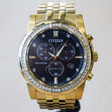 CITIZEN Crystal Chronograph Watch Eco-Drive Wristwatch Ref. AT2452-52E