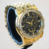 CITIZEN Crystal Chronograph Watch Eco-Drive Wristwatch Ref. AT2452-52E