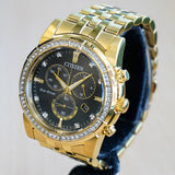 CITIZEN Crystal Chronograph Watch Eco-Drive Wristwatch Ref. AT2452-52E