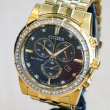 CITIZEN Crystal Chronograph Watch Eco-Drive Wristwatch Ref. AT2452-52E