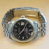 1966 ROLEX Datejust Watch Ref. 1601 Black Dial 36mm ALL S.S. & 18K White Gold Bezel Jubilee Bracelet