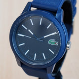 Men's LACOSTE 12.12 Watch Quartz Wristwatch Blue Silicone Strap Ref. 2010987