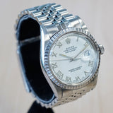 1984 ROLEX Datejust 36 16014 White Dial & Roman Numerals ALL S.S. Automatic Watch