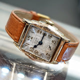 1933 ELGIN Art Deco Engraved Case Wristwatch 17 Jewels Grade 487 Vintage U.S.A Watch