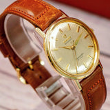 Vintage Omega Seamaster De Ville Automatic Watch 14K Gold Swiss Made Wristwatch