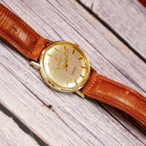 Vintage Omega Seamaster De Ville Automatic Watch 14K Gold Swiss Made Wristwatch