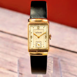 1942 LeCoultre Tank Case Mechanical Watch 14K Gold Swiss Made Wristwatch 20x35mm