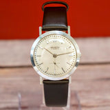Vintage Geneva 17 Jewels Dress Watch 14K White Gold 33mm Swiss Made Wristwatch