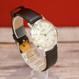 Vintage Geneva 17 Jewels Dress Watch 14K White Gold 33mm Swiss Made Wristwatch