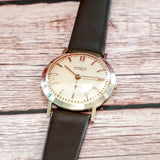Vintage Geneva 17 Jewels Dress Watch 14K White Gold 33mm Swiss Made Wristwatch