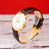Vintage Girard Perregaux Gyromatic 14K Gold Watch 34mm Fancy Lugs Swiss Made