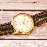 Vintage Girard Perregaux Gyromatic 14K Gold Watch 34mm Fancy Lugs Swiss Made