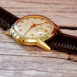 Vintage Girard Perregaux Gyromatic 14K Gold Watch 34mm Fancy Lugs Swiss Made