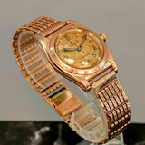1944 Rolex Oyster Perpetual 3696 BubbleBack Watch 9K Rose Gold Case Wristwatch