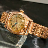 1944 Rolex Oyster Perpetual 3696 BubbleBack Watch 9K Rose Gold Case Wristwatch