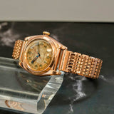 1944 Rolex Oyster Perpetual 3696 BubbleBack Watch 9K Rose Gold Case Wristwatch