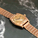1944 Rolex Oyster Perpetual 3696 BubbleBack Watch 9K Rose Gold Case Wristwatch