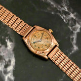 1944 Rolex Oyster Perpetual 3696 BubbleBack Watch 9K Rose Gold Case Wristwatch