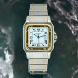 Vintage Cartier Santos Carree 2961 Automatic Watch Date 29mm ALL 2-Tone 18K Gold & S.S.