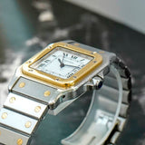 Vintage Cartier Santos Carree 2961 Automatic Watch Date 29mm ALL 2-Tone 18K Gold & S.S.