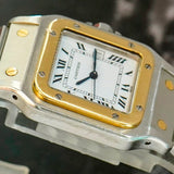 Vintage Cartier Santos Carree 2961 Automatic Watch Date 29mm ALL 2-Tone 18K Gold & S.S.