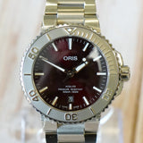 Oris Aquis Date Relief Automatic Divers Watch 41.5mm ALL S.S.  - 01 733 7766 4158 - Cherry Red Dial - Box & Papers