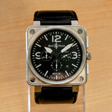 Bell & Ross Automatic Chronograph Watch BR0194-BL-ST Date 46mm S.S. - ALL Original 2-Box & Papers