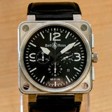 Bell & Ross Automatic Chronograph Watch BR0194-BL-ST Date 46mm S.S. - ALL Original 2-Box & Papers