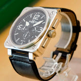 Bell & Ross Automatic Chronograph Watch BR0194-BL-ST Date 46mm S.S. - ALL Original 2-Box & Papers