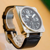 Bell & Ross Automatic Chronograph Watch BR0194-BL-ST Date 46mm S.S. - ALL Original 2-Box & Papers