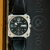 Bell & Ross Automatic Chronograph Watch BR0194-BL-ST Date 46mm S.S. - ALL Original 2-Box & Papers