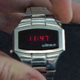1970s Wittnauer Polara Red LED Digital Watch ALL S.S. - Original Bracelet