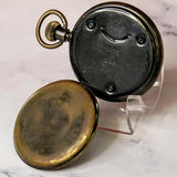 Vintage POCKET WATCH "Dollar Watch" Decorated Dial Gold & Blue Arabic Numerals Openface Bronze Case